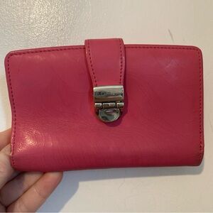 Bosca Pink Leather Snap Wallet
